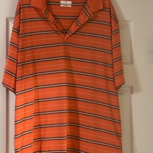 Mens Grand Slam Orange/Gray Striped Short Sleeve Polo Shirt 2XB